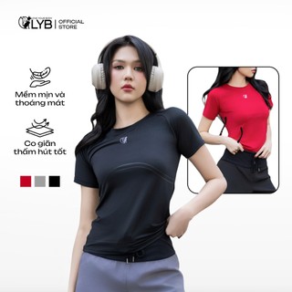 Áo thể thao nữ LYB, Áo chạy bộ gym form suông, thun mè thoáng, phản quang an toàn