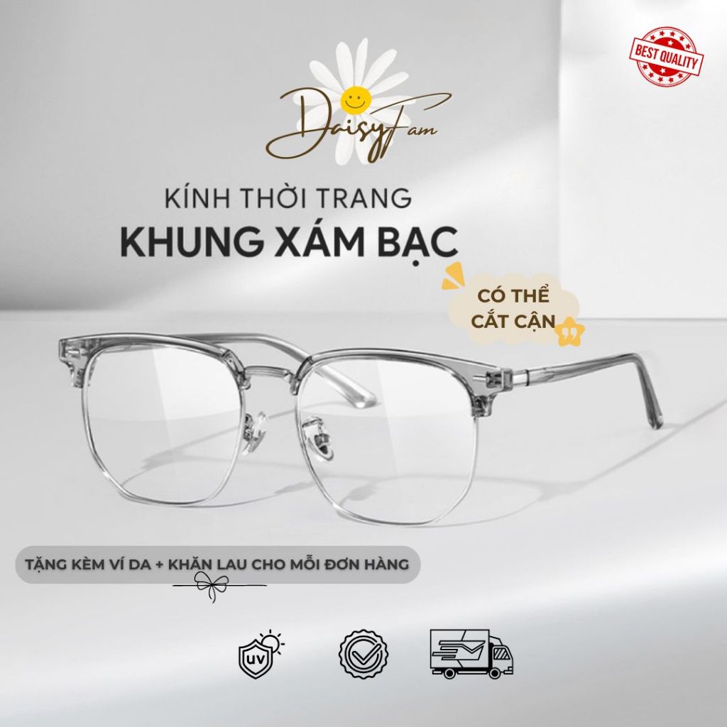 Gọng kính cận nam mắt kính đổi màu tròn kim loại thời trang cao cấp chống tia uv chống ánh sáng xanh y12