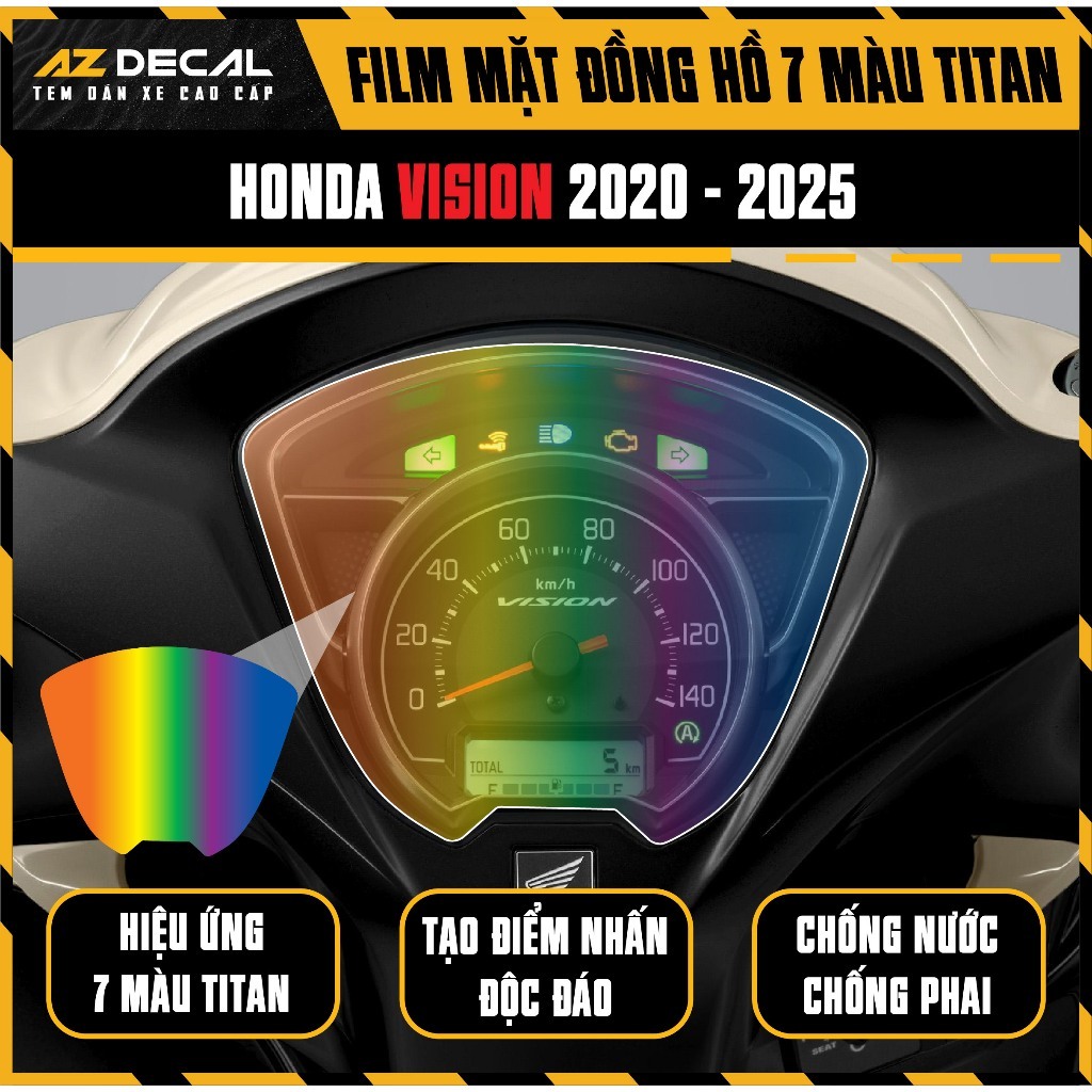[Mua 1 Tặng 1] Miếng Dán Xe VISION Mặt Đồng Hồ 7 Màu Titan - Chống Xước, Chống Nắng | AZDECAL