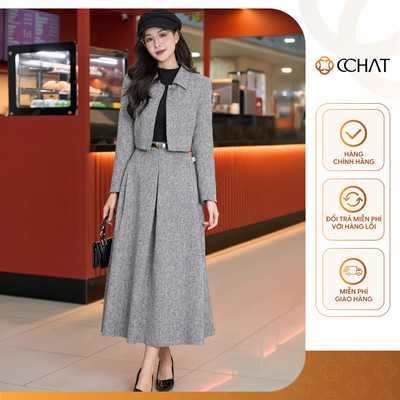 Set Đồ Nữ 𝐂𝐂𝐇𝐀𝐓 Dáng Suông Lois Alix Chất Liệu Dạ Text Cao Cấp 25BDZ2029XT