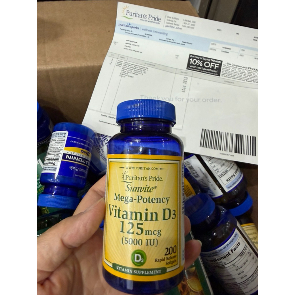 Vitamin D3 5000 IU 200 vien Puritan Pride Mỹ