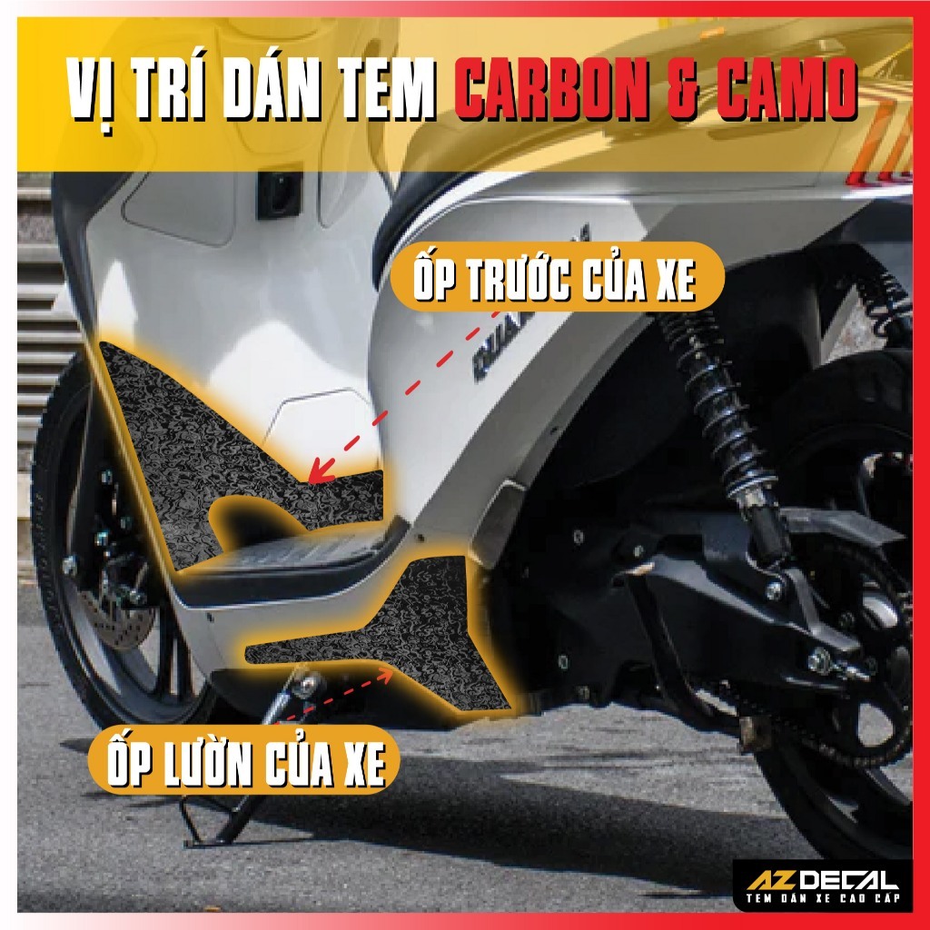 Tem Dán Nhựa Nhám Carbon DATBIKE QUANTUM A Chống Xước Yếm Xe | AZDECAL