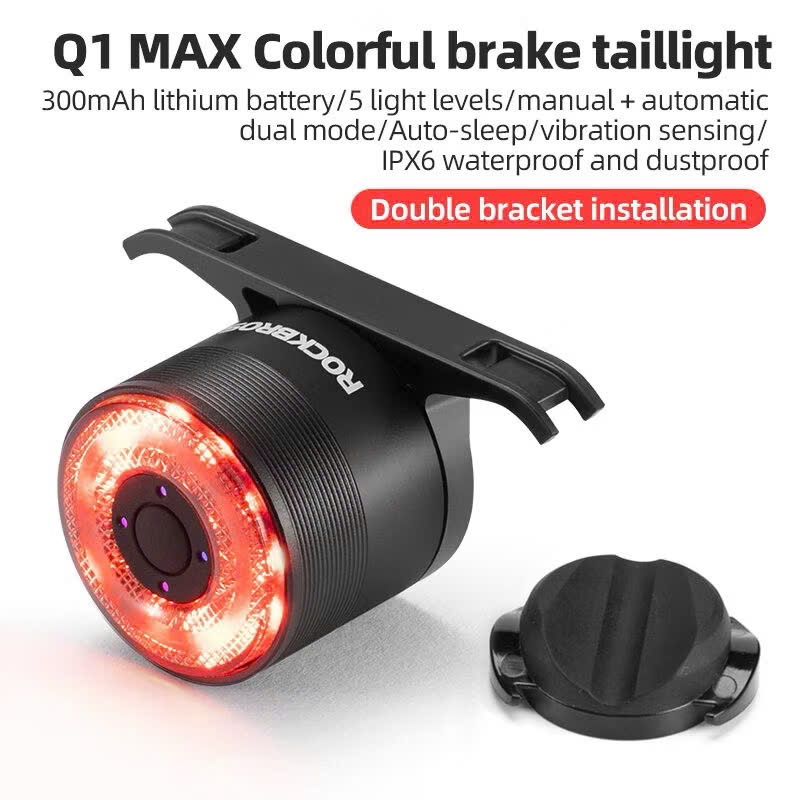 Đèn Hậu Xe Đạp Cảm Biến Phanh Rockbros Q1 Max, Sạc USB, Đèn Đi Xe Đạp, Đèn Hậu Xe Đạp, Phụ Kiện Xe Đ