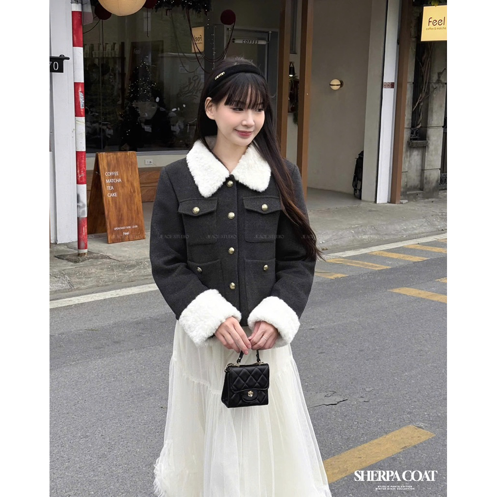 Áo khoác dạ ép trần bông siêu ấm áp Sherpa Coat Jeace Studio By Jolie