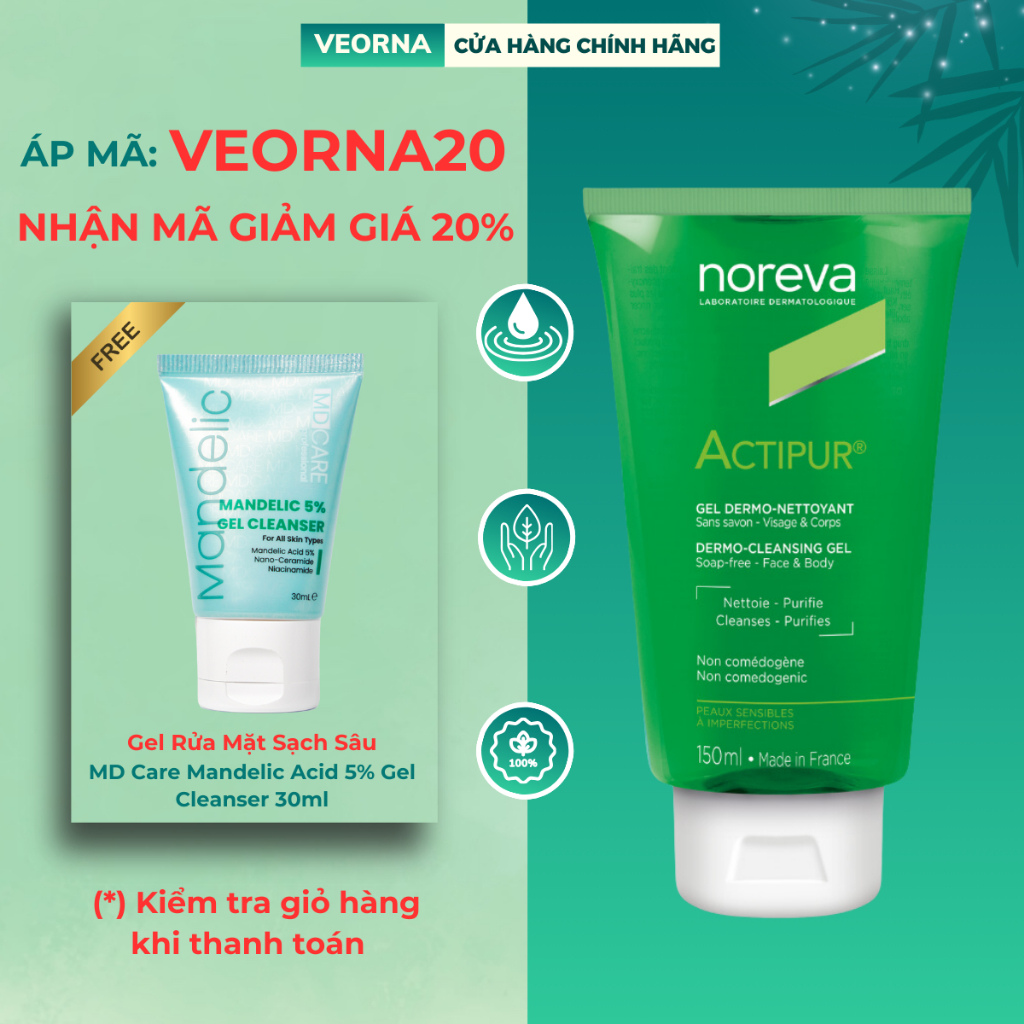 Sữa Rửa Mặt Cho Da Dầu Mụn Noreva Actipur Dermo Cleansing Gel