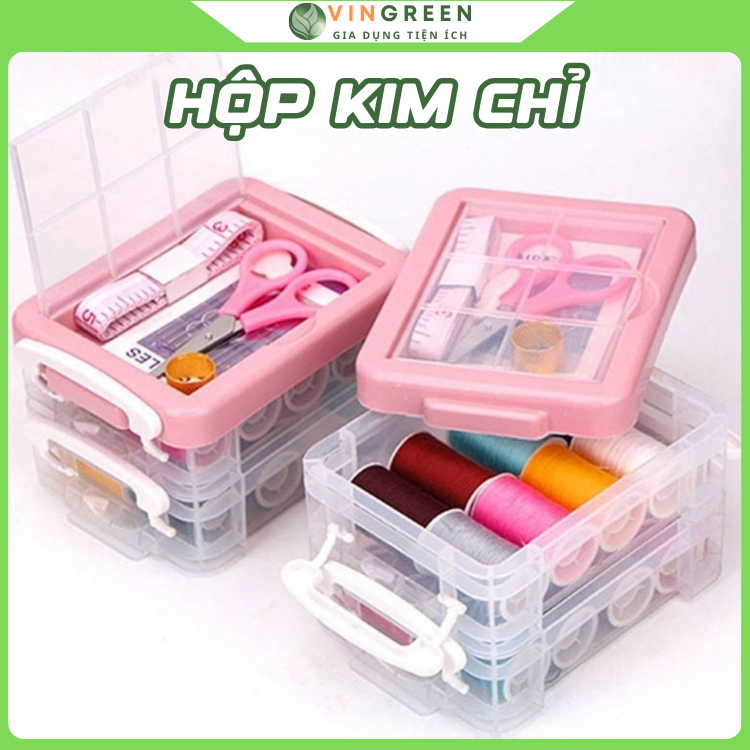 Hộp Kim Chỉ Đa Năng, Hộp Kim Chỉ May Vá, Hộp Kim Chỉ 3 Tầng Tiện Dụng, Nhỏ Gọn, Bộ Kim Chỉ May Vá