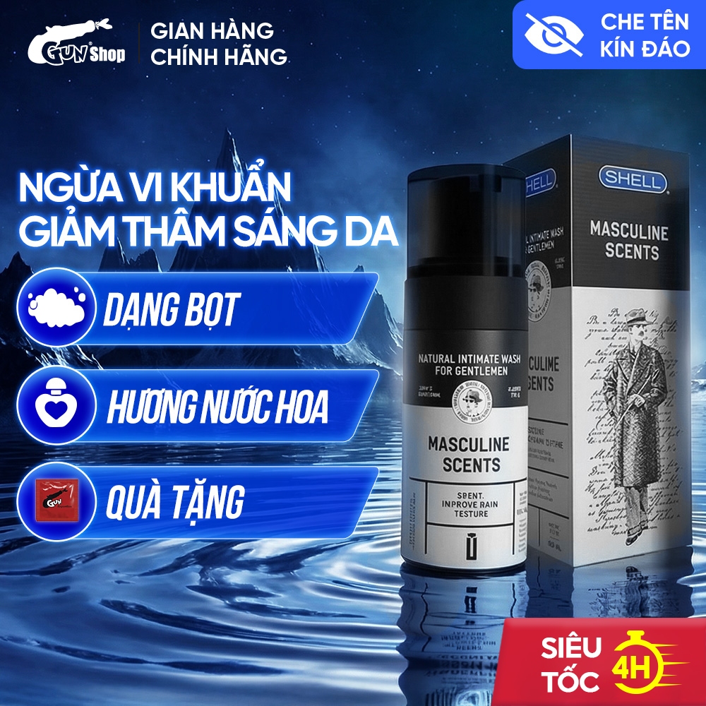 Dung dịch vệ sinh nam dạng bọt, hương thơm nam tính Shell Masculine Scents - Chai 100ml | GUNSHOP VI