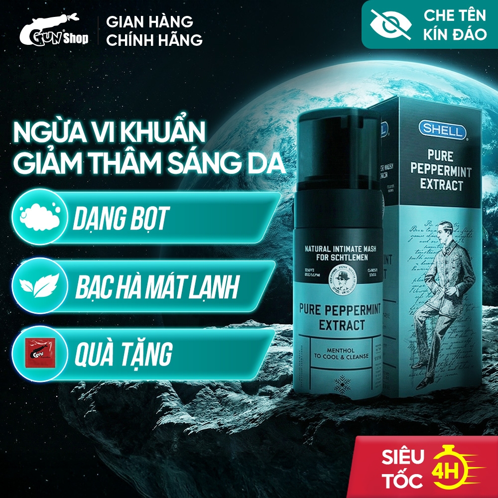 Dung dịch vệ sinh nam dạng bọt, tinh chất bạc hà tươi mát Shell Pure Peppermint Extract - Chai 100ml