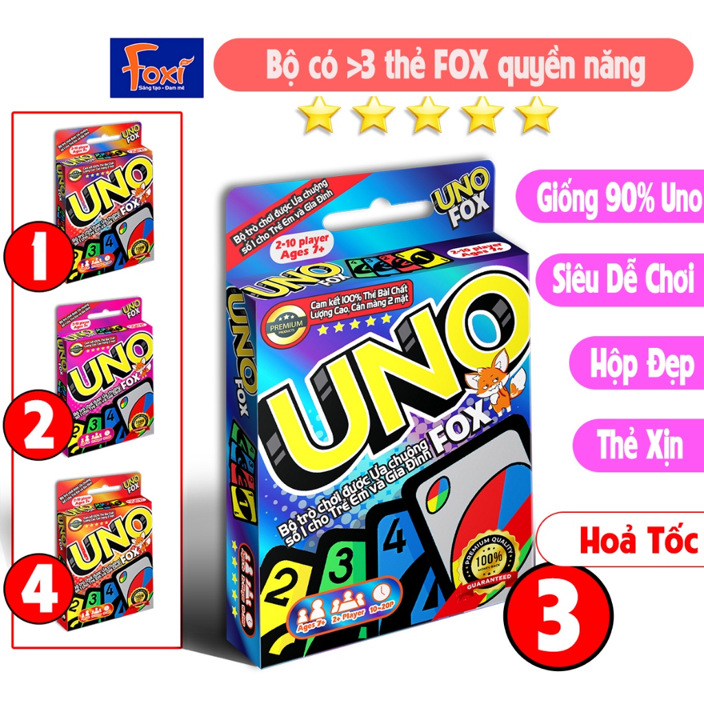 Board game-UNO FOX-Foxi-uno flip-uno kiss-cardgame Uno-trò chơi hay-hài hước-đấu trí đội nhóm
