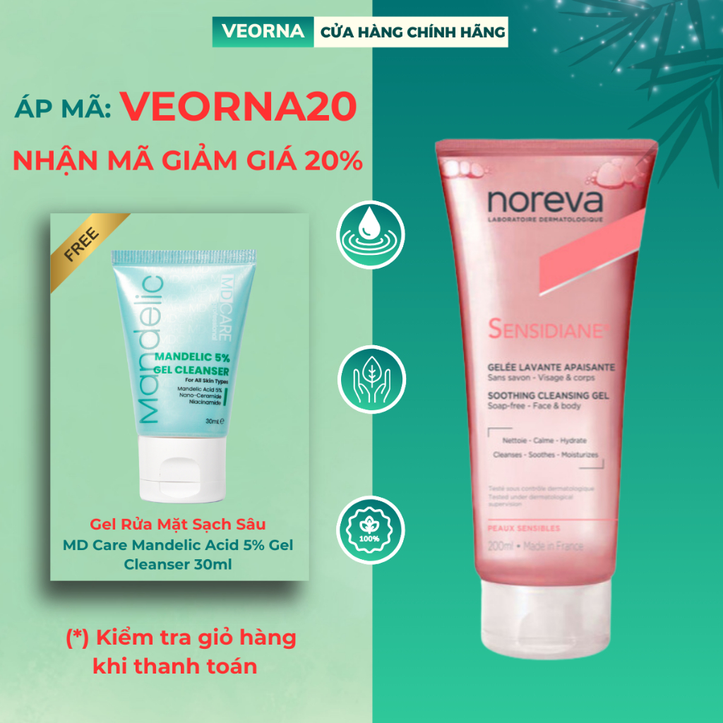 Sữa Rửa Mặt Cho Da Nhạy Cảm Noreva Sensidiane Soothing Cleansing Gel