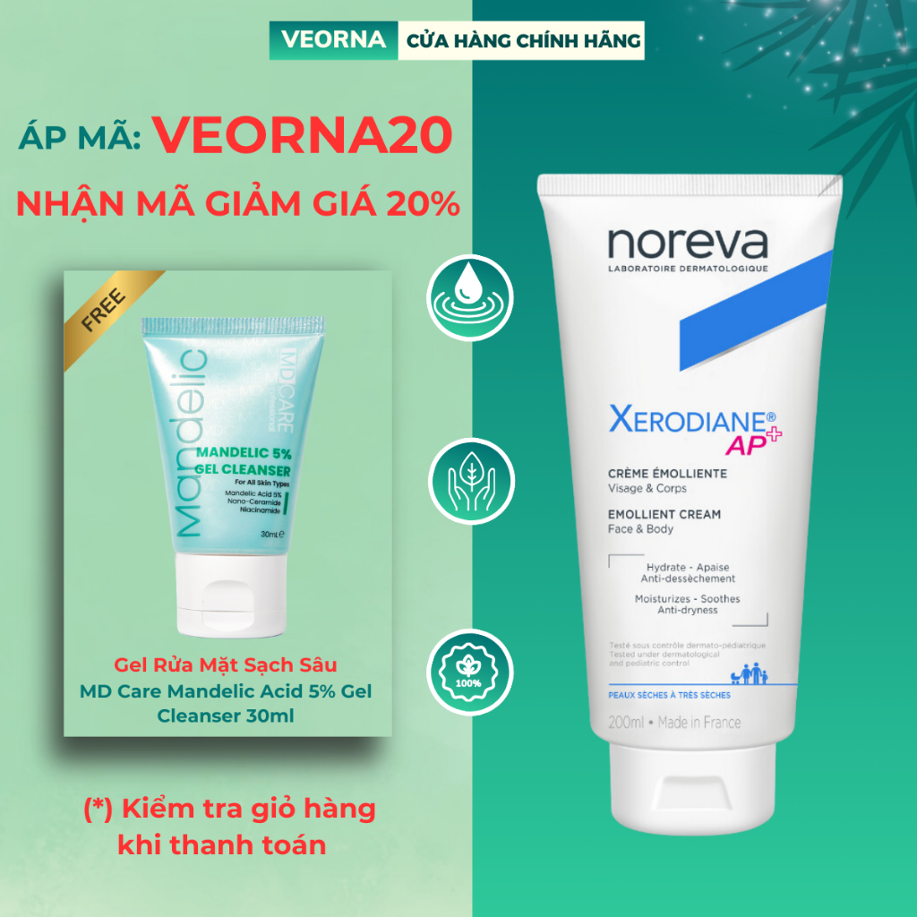 Kem Dưỡng Ẩm Làm Dịu Và Giảm Ngứa Chuyên Sâu Noreva Xerodiane AP+ Emollient Cream