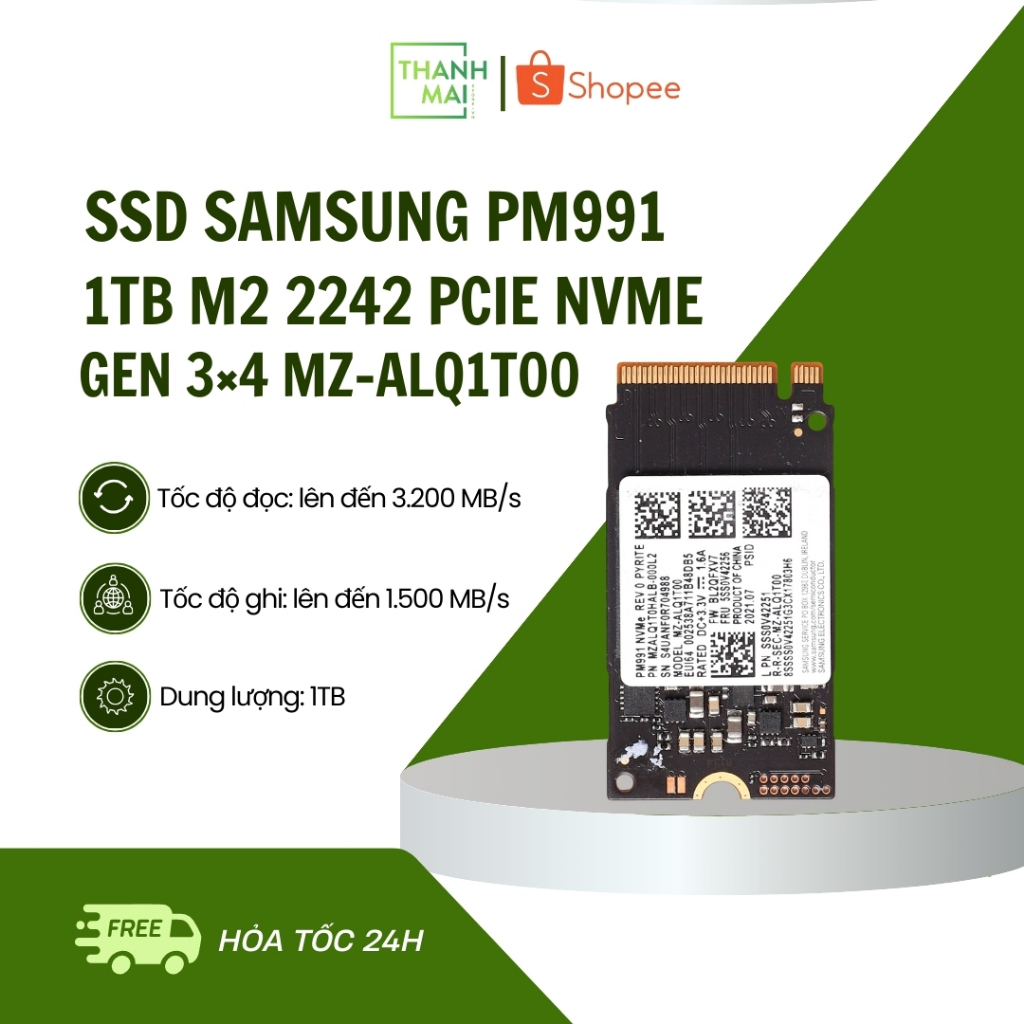 [HÀNG THÁO MÁY] Ổ Cứng SSD Samsung PM991 1TB M2 2242 PCIe NVMe Gen 3×4  MZ-ALQ1T00