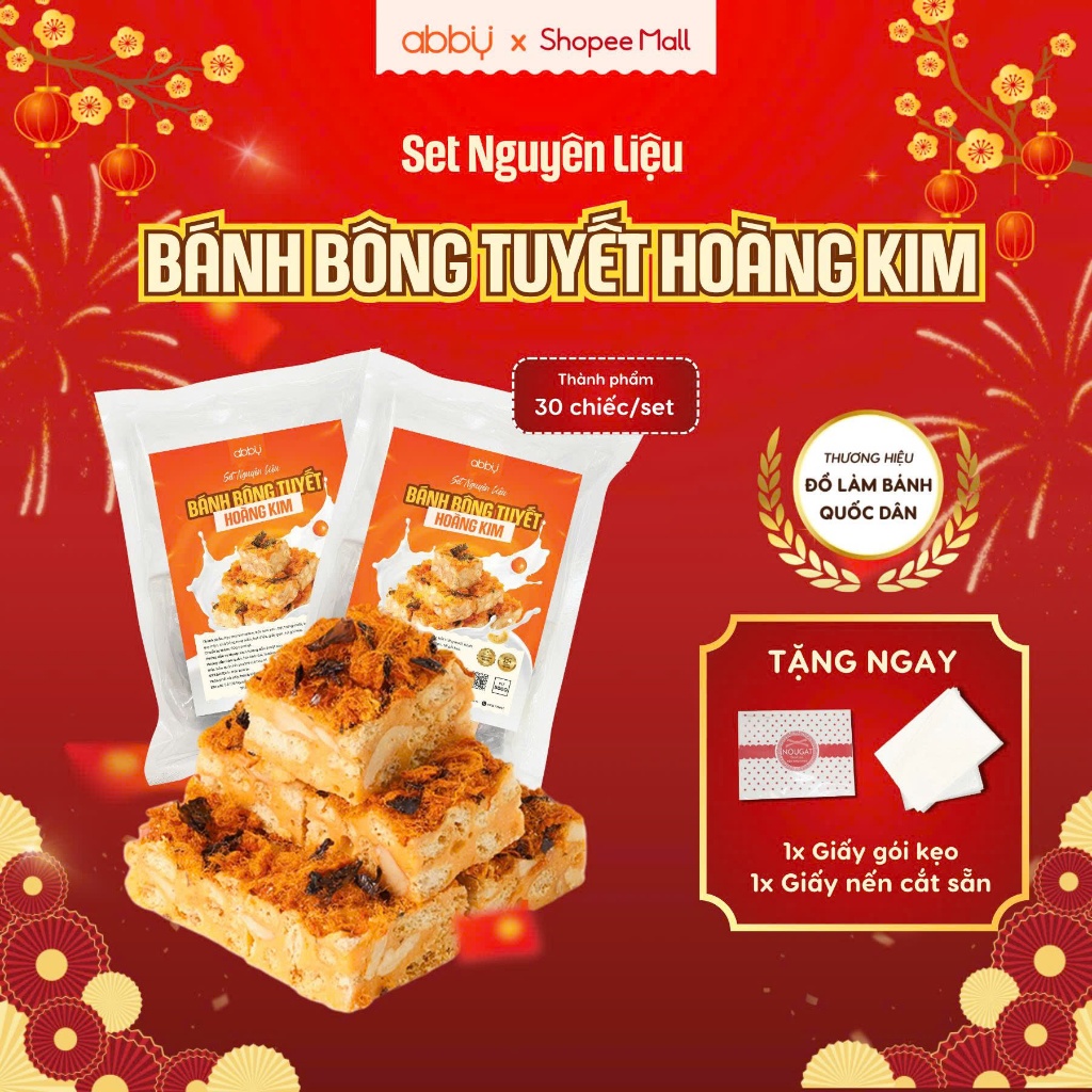 [ABBY - TẶNG GIẤY GÓI] Set nguyên liệu làm bánh bông tuyết hoàng kim - Thành thẩm 40 viên/set - Trứn