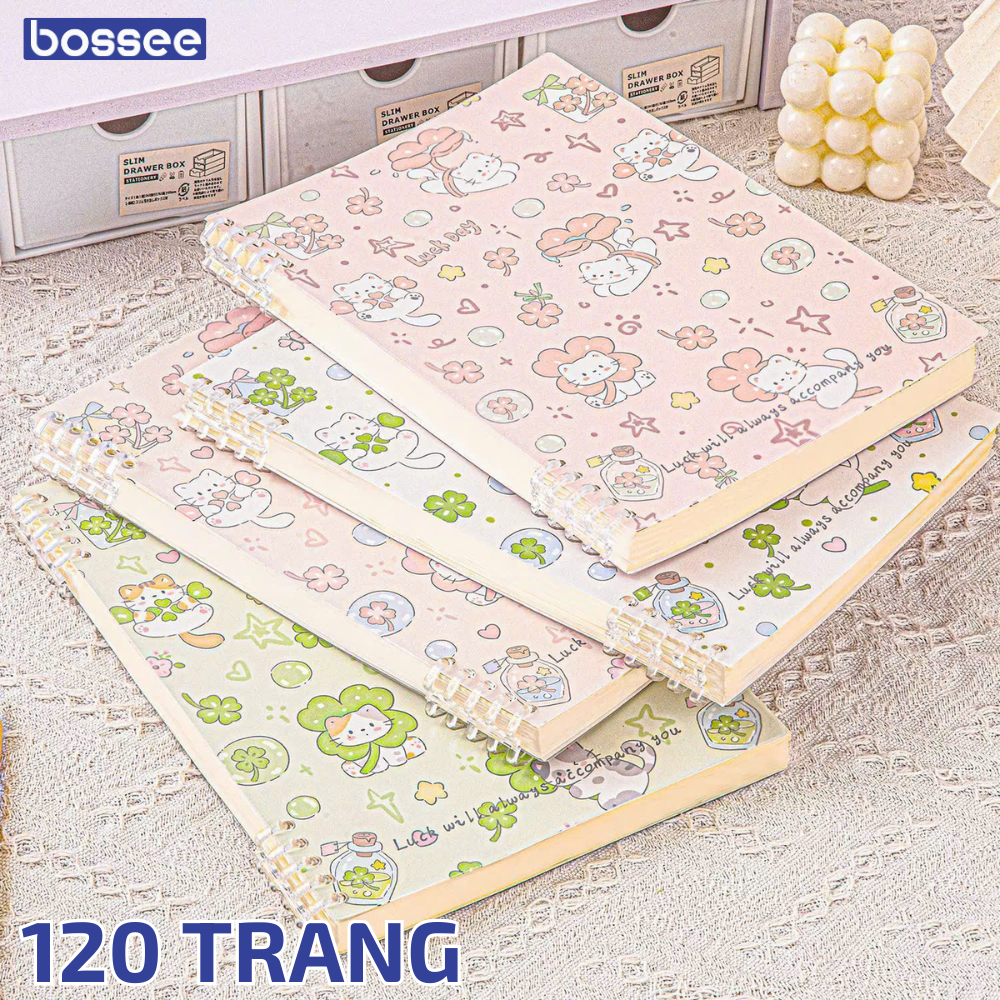 Sổ 120 Trang A5/B5 Mèo May Mắn Hai Kích Thước A5/B5