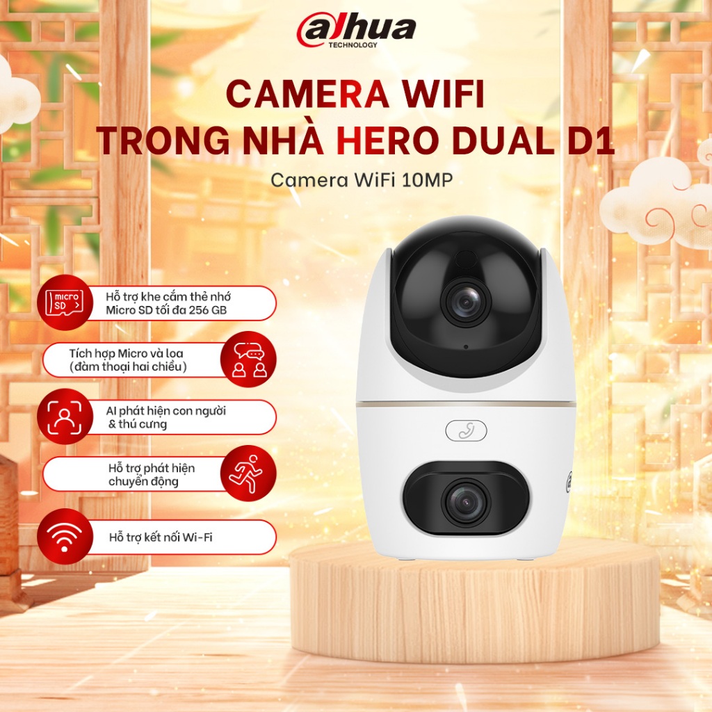 Camera Wifi Dahua Hero Dual D1  2 Mắt Kép 6MP/10MP Xoay 360 độ ,Đàm thoại 2 chiều , Chạm để gọi,  H3