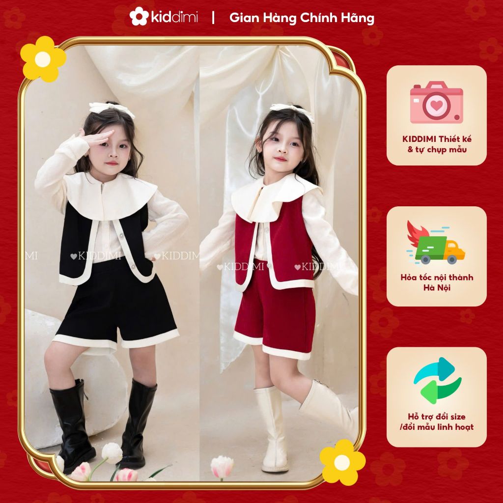 (Chính hãng KIDDIMI) Set gile 3 chi tiết thời trang, cá tính cho bé gái - NABI SET