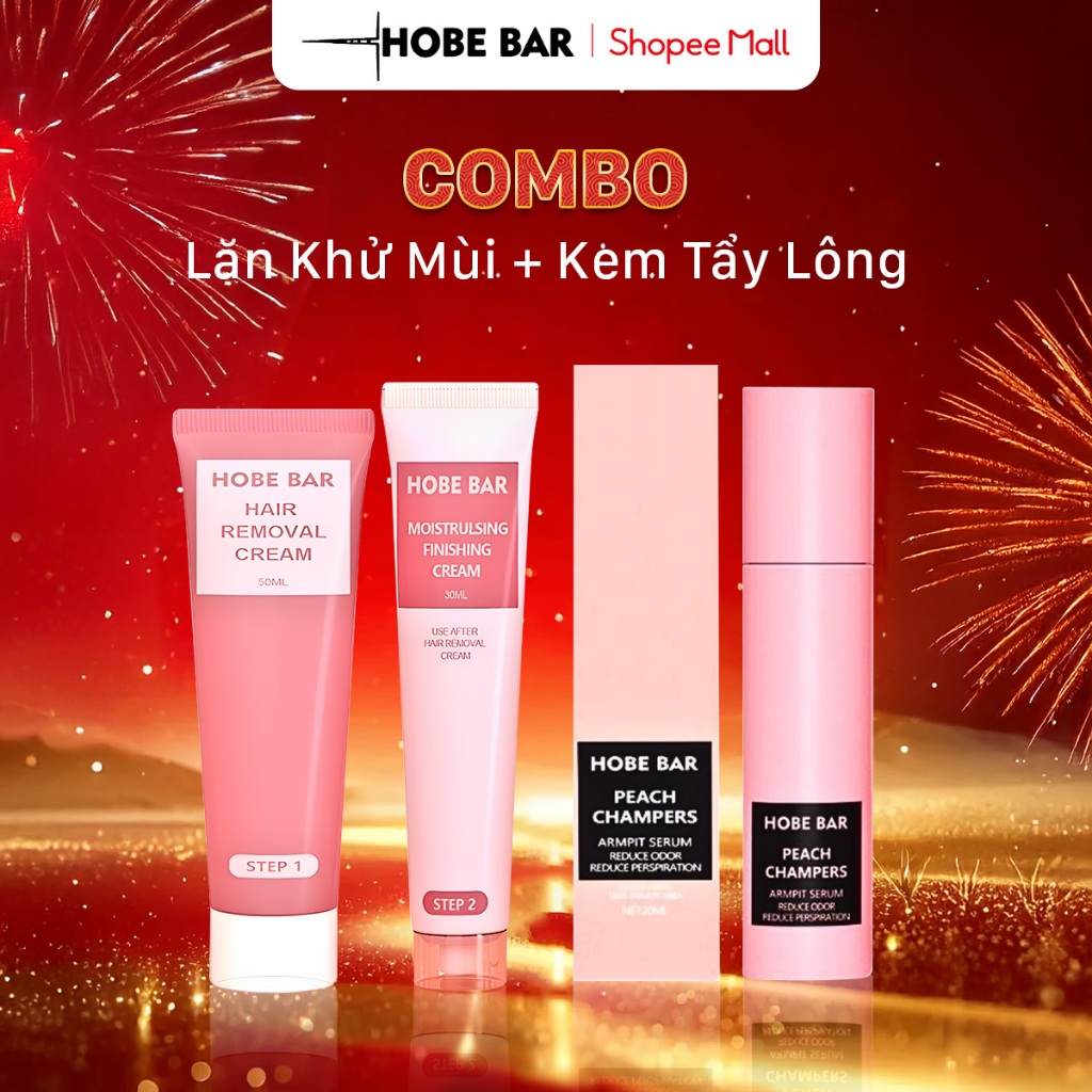 Combo Kem Tẩy Lông 50g + Lăn Khử Mùi 20ML HOBEBAR Giữ Khô Thoáng Khử Mùi Cho vùng Da Dưới Cánh Tay