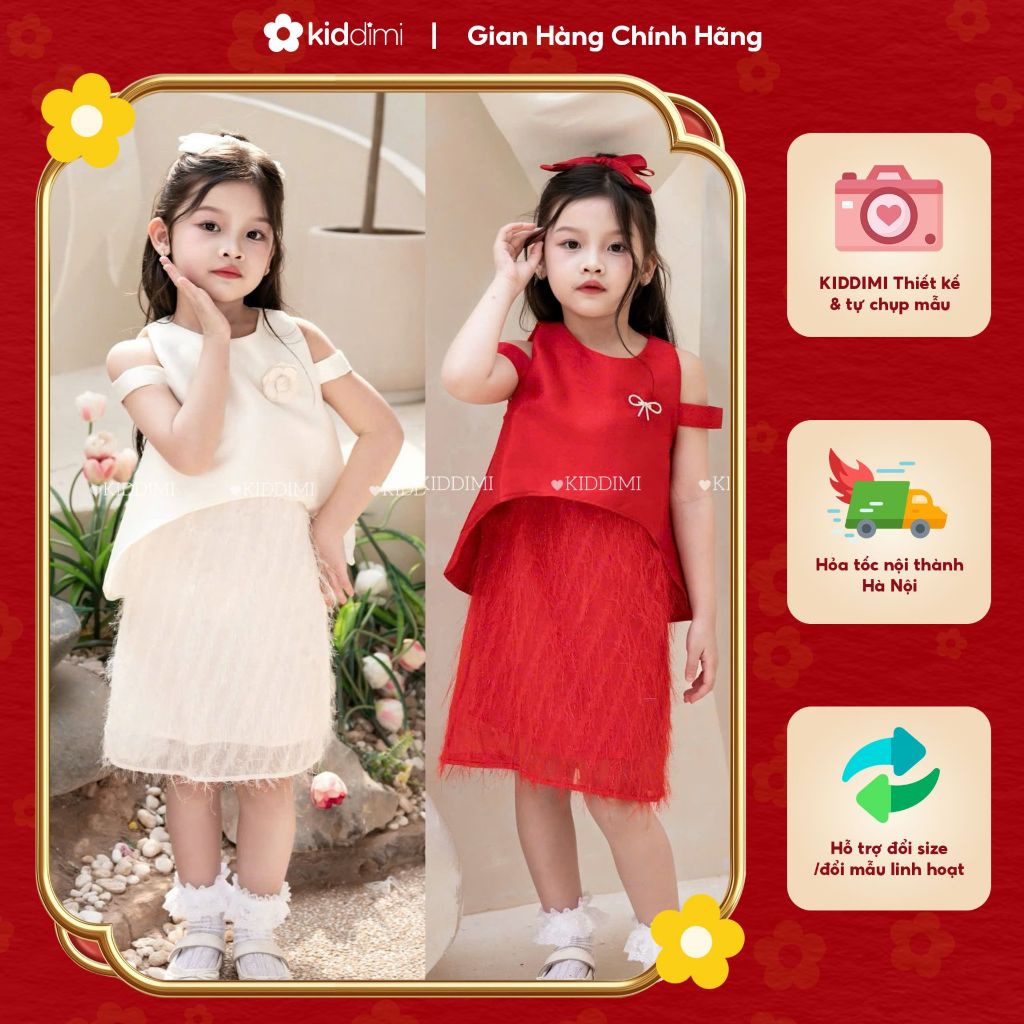 (Chính hãng KIDDIMI) Váy tiểu thư sang chảnh cho bé gái - RUBY DRESS (tặng hoa cài ngẫu nhiên)