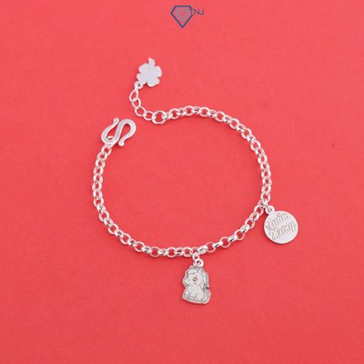 Lắc bạc cho bé hình ngựa baby khắc tên dễ thương họa tiết cỏ bốn lá LTT0214 - Trang Sức TNJ