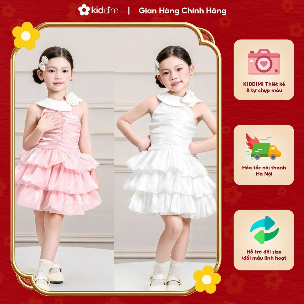 (Chính hãng KIDDIMI) Váy công chúa cổ đính hoa thanh lịch cho bé gái - BLOOM DRESS
