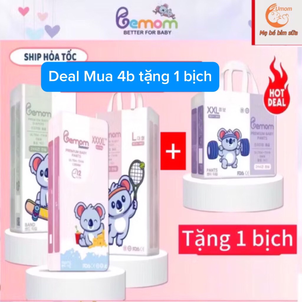 (combo 4b-5b ) Tã/Bỉm BEMOM., bemom,Bỉm bemom Nội Địa Hàn Quốc,mềm mại, an toàn, siêu thấm