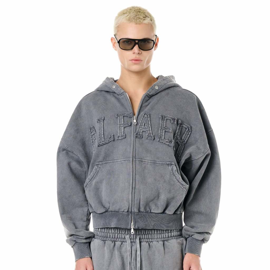 ÁO  ALFAER "ALFAER" FLOCK WASHED HOODIE ZIP