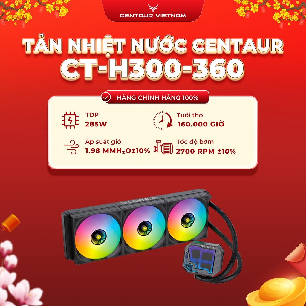Tản Nhiệt Nước Centaur CT-H300-360 AIO|Tản 360mm Hiệu Năng Cao, Vận Hành Êm & LED ARGB