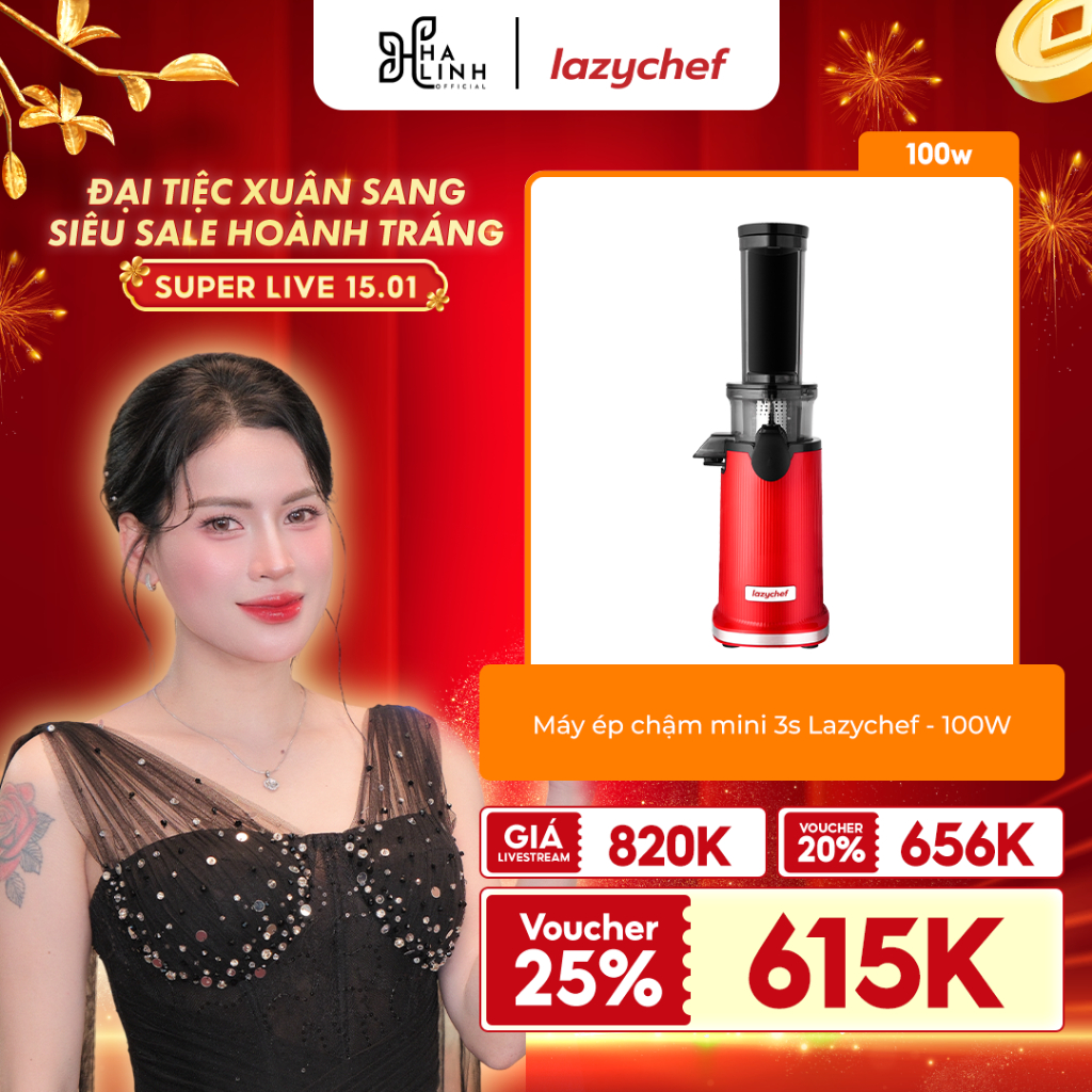 [VHL X LAZYCHEF] Máy Ép Chậm Lazychef 100W, Máy Ép Làm Kem Trái Cây Siêu Mịn, Công Nghệ Ép Lạnh, Bảo Hành Chính Hãng