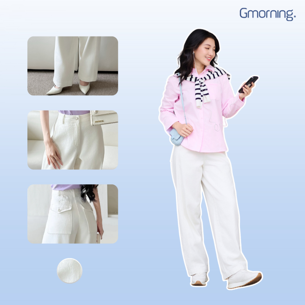 Quần jean nữ ống suông form barrel phồng nhẹ cá tính trẻ trung thời trang GMORNING YQJF09022