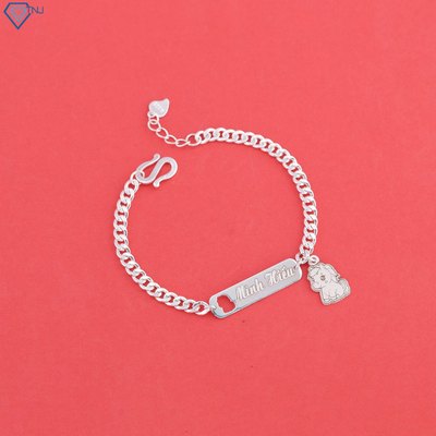 Lắc bạc cho bé hình ngựa thanh bạc khắc tên theo yêu cầu LTT0219 - Trang Sức TNJ