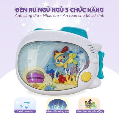 Đèn ngủ 3 chức năng, 2 chế độ nhạc - ru ngủ cho bé từ 0 tháng tuổi Winfun 720000-NL