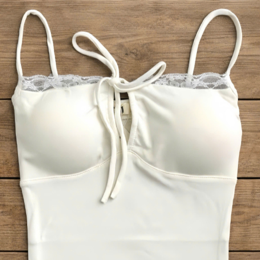 Xuongmaytini - Áo 2 Dây Viền Ren, Dây Rút Thắt Nơ Có Mút Tháo Rời Vải thun Rip Trung co giãn giữ form mềm mịn mát_Áo_A12 | BigBuy360 - bigbuy360.vn