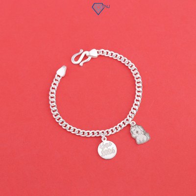 Lắc bạc cho bé mắt xích hình rồng baby charm tròn khắc tên LTT0220 - Trang Sức TNJ
