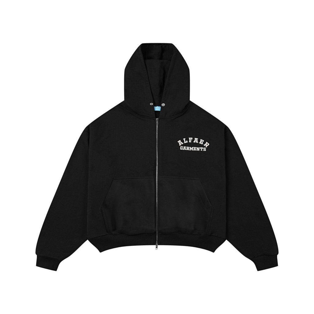 ÁO “ALFAER” PREMIUM FLEECE HOODIE-ZIP-BLACK