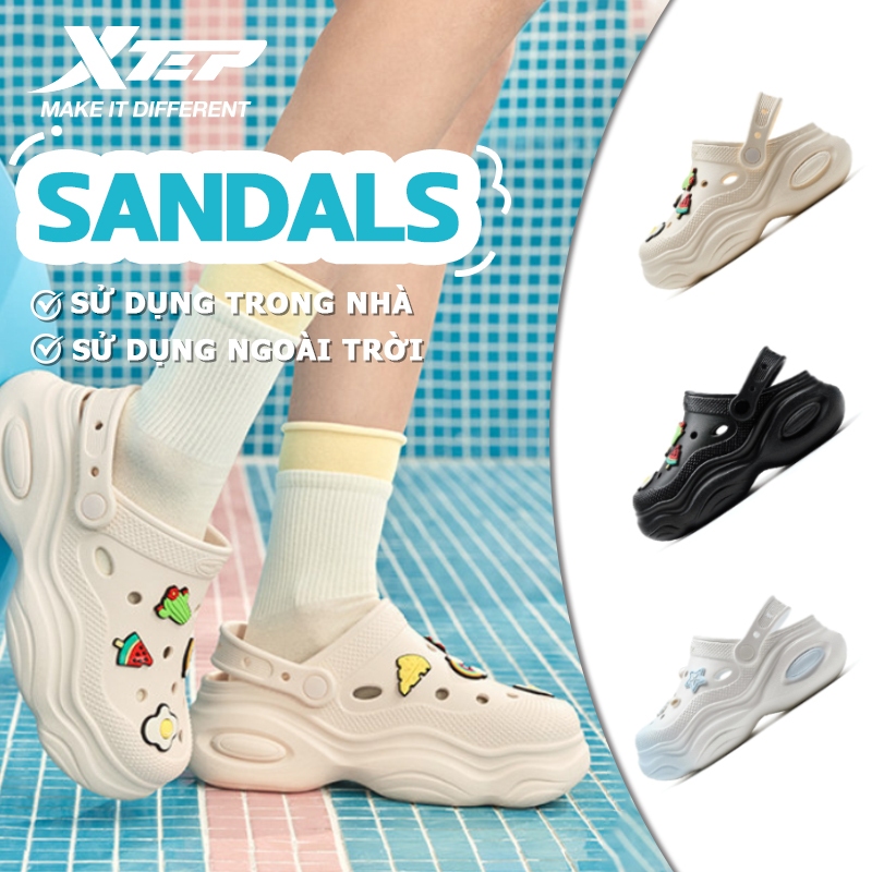 【xtep】 Dép sandals nữ đế dày thời trang dạng lưới, dép đi biển mùa hè