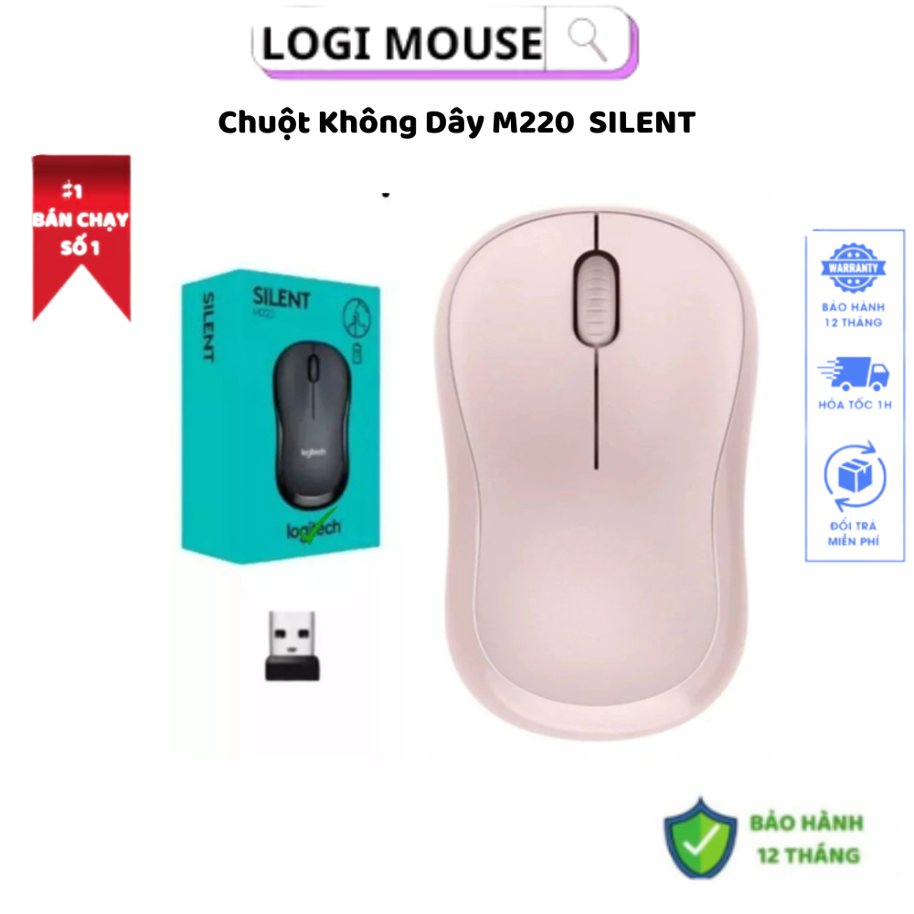 Chuột Không Dây Logitec M220 Silent Aphavin - Giảm Ồn 90%, USB, Tặng Pin, Phù Hợp PC/Laptop BH 1 Năm