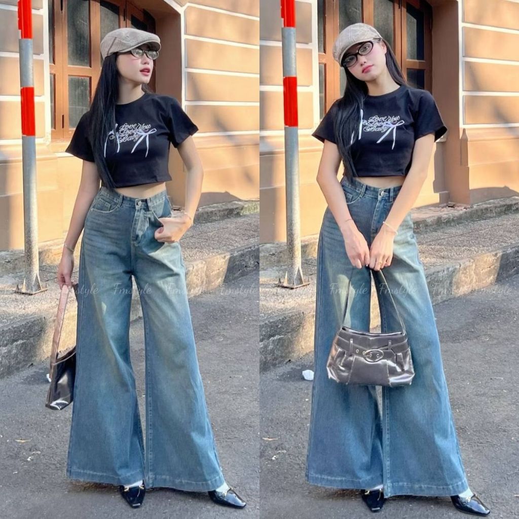 Quần Jeans Nữ Ống Suông Trơn Siêu Rộng FMSTYLE - Chuẩn Form, Phối Đồ Cá Tính 25121711