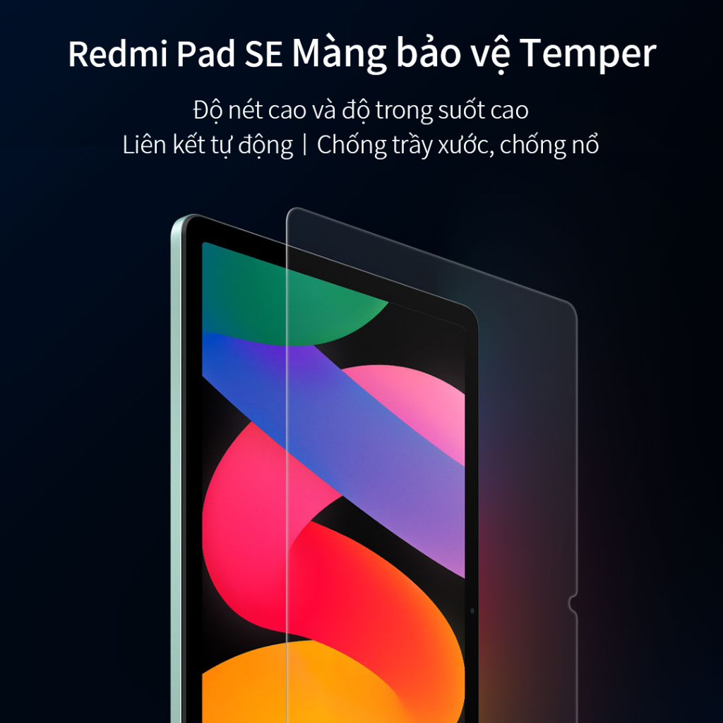 Bảo vệ màn hình toàn màn hình Redmi Pad SE - Kính anti - vân tay - Săp nhập dễ dàng