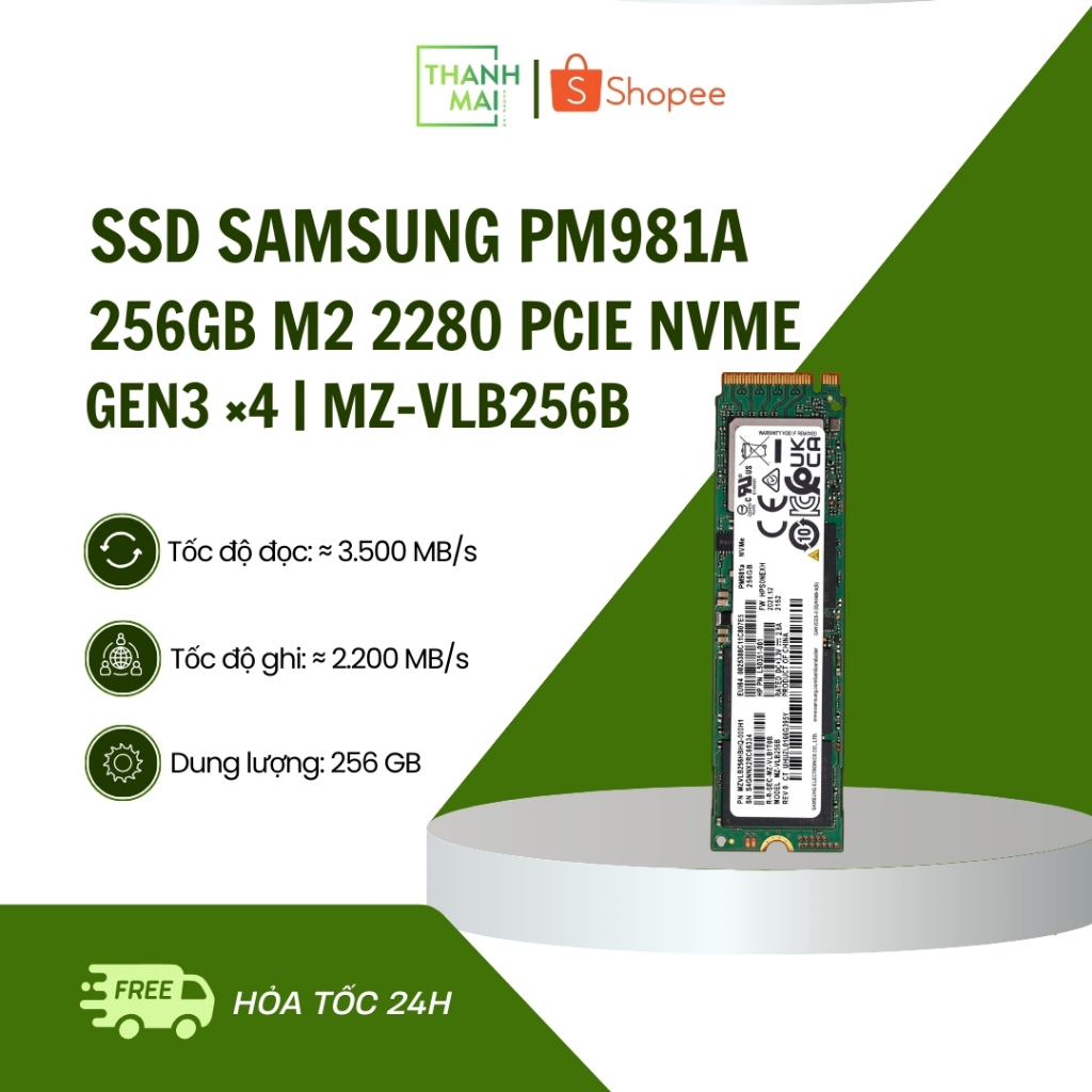 [HÀNG THÁO MÁY] Ổ Cứng SSD Samsung PM981A 256GB M2 2280 PCIe NVMe Gen 3×4 | MZ-VLB256B