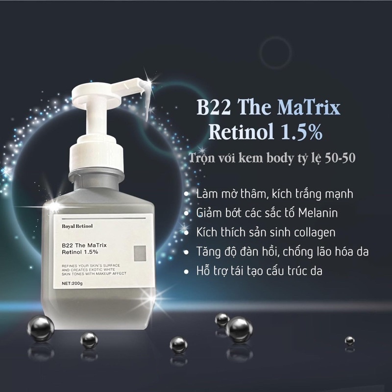 Kem Dưỡng Trắng Body Royal Retinol B22 The Matrix Retinol 1.5% 200g