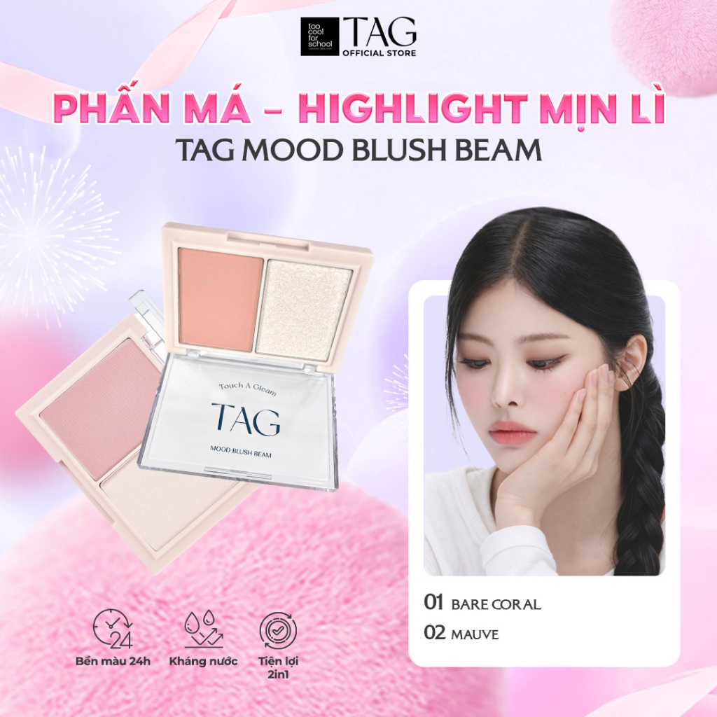 [TAG Việt Nam] Phấn Má Hồng Highlight Đa Năng Lâu Trôi TAG Mood Blush Beam 9g