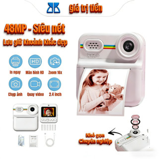 【Quà Độc Đáo】Máy Ảnh Chụp & In Màu Lấy Liền Mini | 48MP, Full HD | Tặng 4 Cuộn Giấy