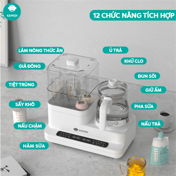 Máy Đun Nước Tiệt Trùng Sấy Khô Bình Sữa Đa Năng Kamidi Speed 2 Tiện Lợi