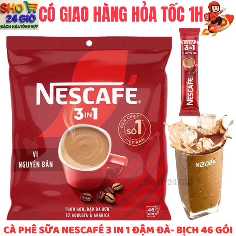 Cafe Nescafe Đỏ Sữa 3 iN 1 Bịch 46 Gói