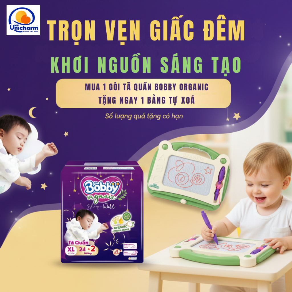 Tả Bobby Organic sleep well - Chuyên gia bỉm đêm