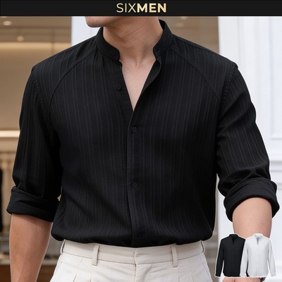 [NEW] Áo Sơ Mi Cổ Tàu Nam SIXMEN Noble Vải Thun Gân Cao Cấp, Chống Nhăn, Form Regular Fit Tôn Dáng