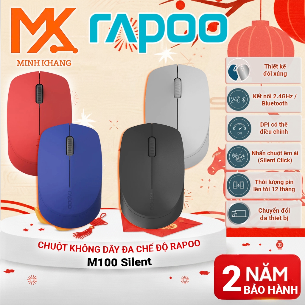 Rapoo M100 Silent/ Rapoo M300 Silent Chuột Không Dây Đa Kết Nối – Bluetooth & 2.4GHz, Nhấn Êm, Tiết 