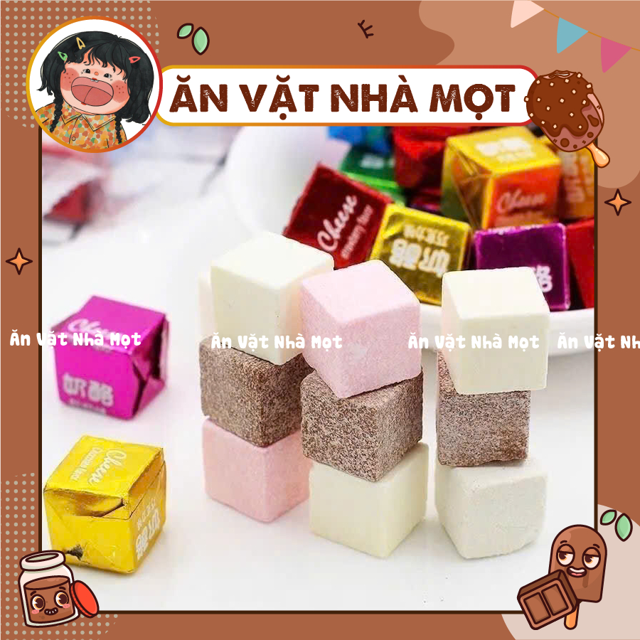 [50 VIÊN] Kẹo sữa socola cube Doten Mix Vị, choco cube candy, thơm ngon hấp dẫn