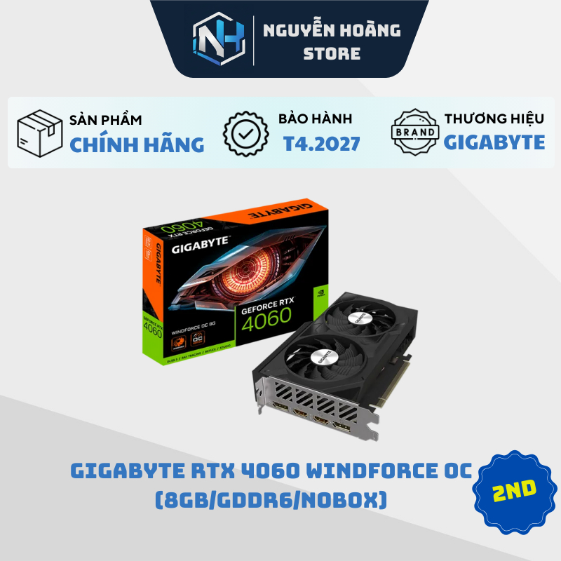 VGA card màn hình GIGABYTE RTX 4060 Windforce 8GB 2ND