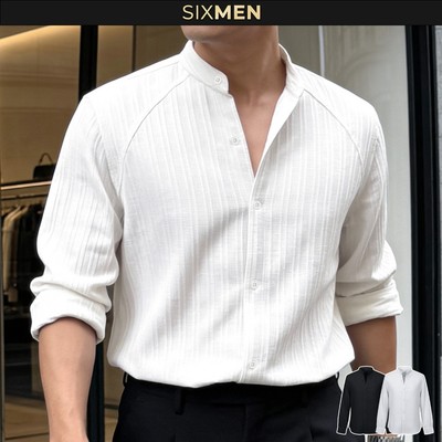 [NEW] Áo Sơ Mi Cổ Tàu Nam SIXMEN Noble Vải Thun Gân Cao Cấp, Chống Nhăn, Form Regular Fit Tôn Dáng